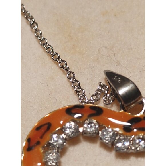 Women's Sterling Silver & Enamel Cubic Zirconia Earrings, Pendant & Necklace 15" - Picture 4 of 12